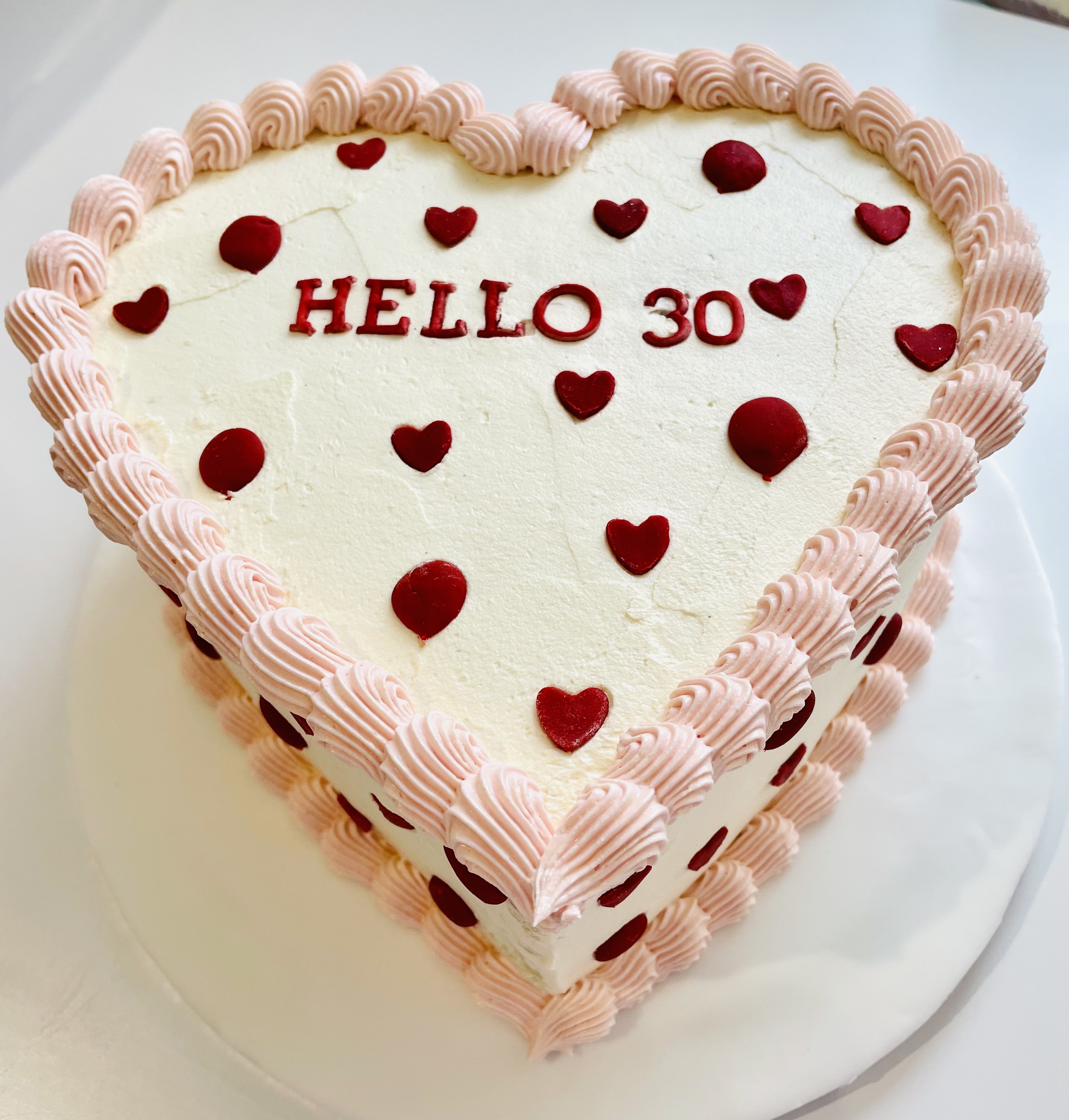 Hello 30 heart cake Hello 30 heart cake